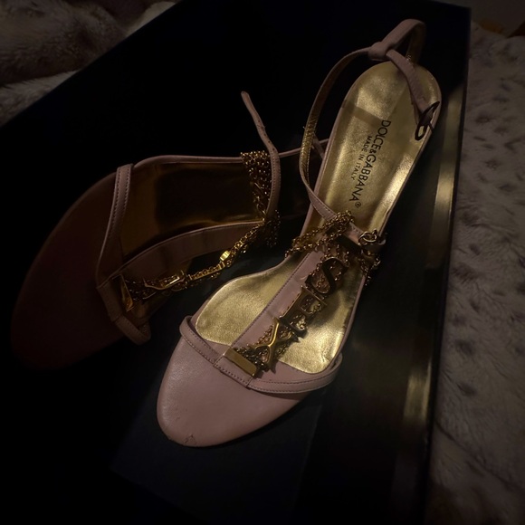 Dolce & Gabbana Light Pink Heels with Gold Chains “SEX” heels from 2003 runway - Picture 7 of 7